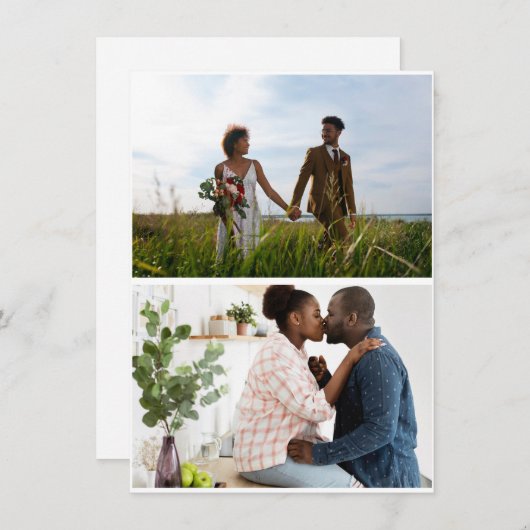 Eenvoudige 2 fotocollage feestdagenkaart (Voorkant / Achterkant)