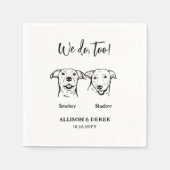 Eenvoudige 2 honden Pet Sketch bruiloft Servet (Voorkant)
