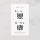 Eenvoudige 2 QR Codes RSVP en details Bruiloft Informatiekaartje (Voorkant)