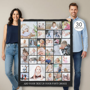 Eenvoudige 30 Foto Collage Aangepaste Kleur en Tek Fleece Deken