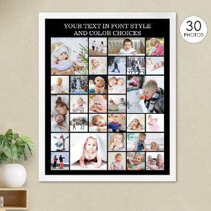 Eenvoudige 30 foto collage Aangepaste kleur en tek Poster