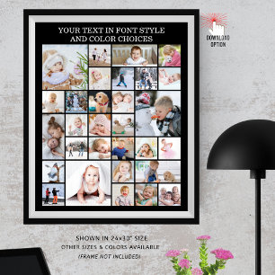 Eenvoudige 30 foto collage Aangepaste kleur en tek Poster