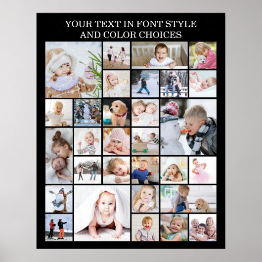 Eenvoudige 30 foto collage Aangepaste kleur en tek Poster (Voorkant)