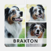 Eenvoudige 3 Foto Aangepaste Huisdier Metalen Ornament (Achterkant)