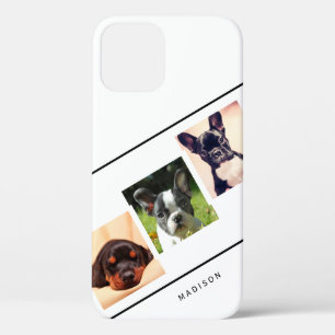 Eenvoudige 3 foto collage gepersonaliseerd iPhone 12 hoesje