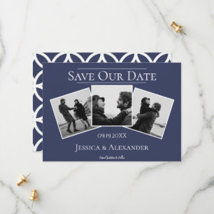 Eenvoudige 3 foto collage Marine opslag de datum Save The Date
