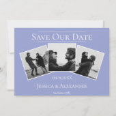 Eenvoudige 3 foto-collage | Periwinkle Save The Da Date (Voorkant)