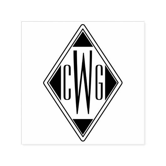 Eenvoudige 3 Initiaal Letter Monogram #5D Diamant  Zelfinktende Stempel (Design)