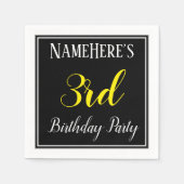Eenvoudige, 3e verjaardag met aangepaste naam servetten (Voorkant)