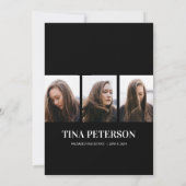 Eenvoudige 4 foto Afstuderen aankondiging (Achterkant)