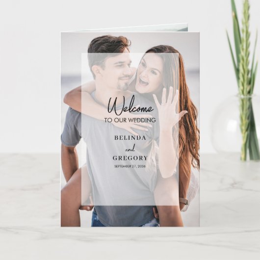 Eenvoudige 4 foto Overlay Wedding Order of Service Programma (Voorkant)