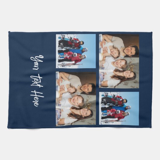 Eenvoudige 4 fotocollage | U kunt de achtergrond w Theedoek (Horizontaal)