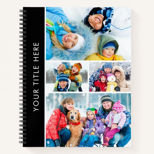 Eenvoudige 4 Photo Collage Gepersonaliseerde Aange Notitieboek (Voorkant)