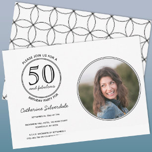 Eenvoudige 50 en Fabulous Foto Verjaardagsfeestje Kaart