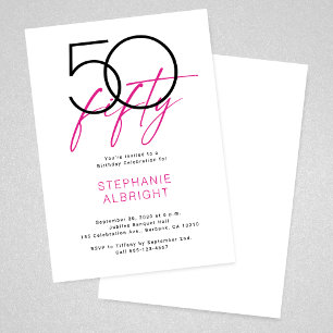 Eenvoudige 50 en Fabulous Roze 50ste verjaardagsfe Kaart
