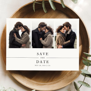 Eenvoudige 5 foto bruiloft Save the Date Uitnodige Kaart