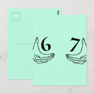 Eenvoudige 6-7 Zes Zeven Meme Met Twee Handen Omtr Briefkaart