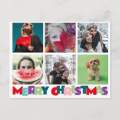 Eenvoudige 6 Insta Fotocollage Vrolijk Kerstfeest Briefkaart (Voorkant)