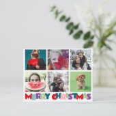 Eenvoudige 6 Insta Fotocollage Vrolijk Kerstfeest Briefkaart (Staand voorkant)
