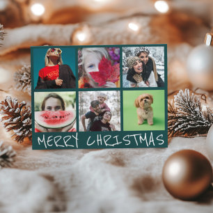 Eenvoudige 6 Insta Fotocollage Vrolijk Kerstfeest Briefkaart