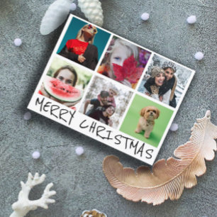 Eenvoudige 6 Insta Fotocollage Vrolijk Kerstfeest Briefkaart