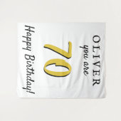 Eenvoudige 70e verjaardag Happy Birthday Party ach Wandkleed (Voorkant (horizontaal))