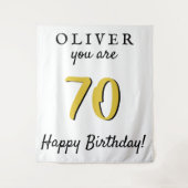 Eenvoudige 70e verjaardag Happy Birthday Party ach Wandkleed (Voorkant)