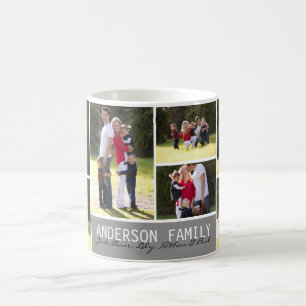 Eenvoudige Aangepaste 7 Fotofamilie Collage Modern Koffiemok