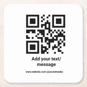 eenvoudige aangepaste barcode voeg uw tekst websit vierkante kartonnen onderzetter