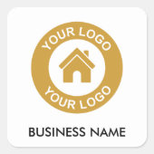 Eenvoudige aangepaste bedrijfsnaam tekst vierkante sticker (Voorkant)