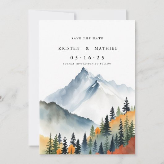 Eenvoudige aangepaste berg save the date (Voorkant)