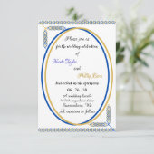 Eenvoudige aangepaste blauwe en gele bruiloft uitn kaart (Staand voorkant)