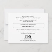 Eenvoudige aangepaste couponcode Zakelijke Logo Bedankkaart (Achterkant)