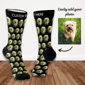 Eenvoudige aangepaste dog-foto Aangepaste tekstsoc Sokken