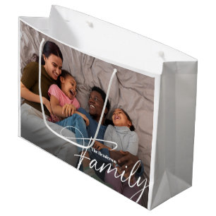 Eenvoudige aangepaste familiefoto groot cadeauzakje