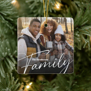 Eenvoudige aangepaste familiefoto keramisch ornament