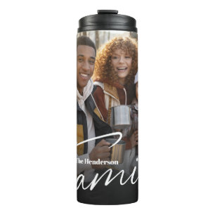 Eenvoudige aangepaste familiefoto thermosbeker