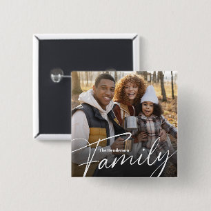 Eenvoudige aangepaste familiefoto vierkante button 5,1 cm
