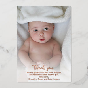 Eenvoudige, aangepaste foto! Dank je nieuwe Babydo Folie Uitnodiging