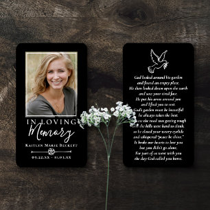 Eenvoudige aangepaste foto Holy Dove Memorial Kaar Visitekaartje