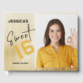 Eenvoudige aangepaste foto Sweet Sixteen-verjaarda Gastenboek