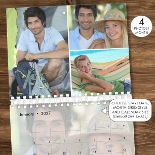 Eenvoudige aangepaste fotocollage 4 per maand kalender