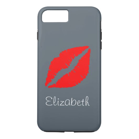 Eenvoudige, aangepaste grijze rode lips Case-Mate iPhone case (Achterkant)