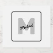 Eenvoudige aangepaste Initiaal naam Button Sparkling Wijnetiket (Enkel label)