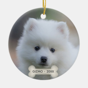 Eenvoudige aangepaste Japanse Spitz Dog Foto Keramisch Ornament