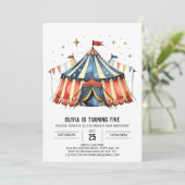 Eenvoudige aangepaste Kinderen Circus Verjaardag Kaart (Staand voorkant)