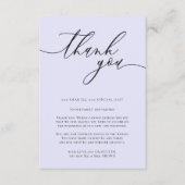 Eenvoudige aangepaste lavendekalligrafie Dank je w Informatiekaartje (Voorkant)