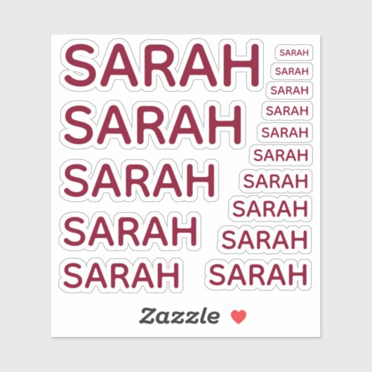 Eenvoudige aangepaste meisjesnaam Bourgondische Pe Sticker (Vel)