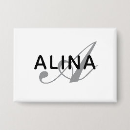 Eenvoudige Aangepaste Naam Monogram Rechthoek 3.5" Button