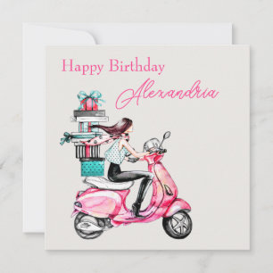 Eenvoudige aangepaste naam op Happy Birthday Girl Kaart